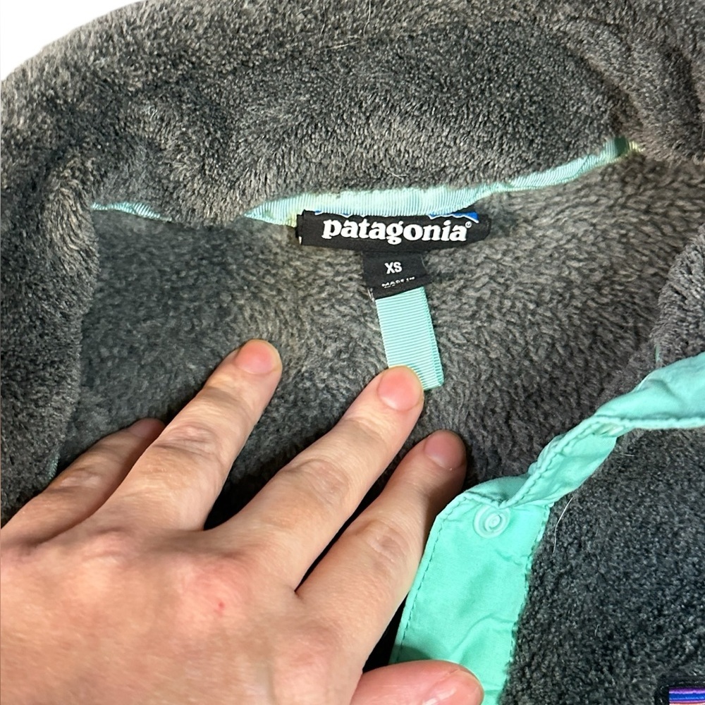 Patagonia Gray Fleece with Mint Detail XS - Picture 4 of 5